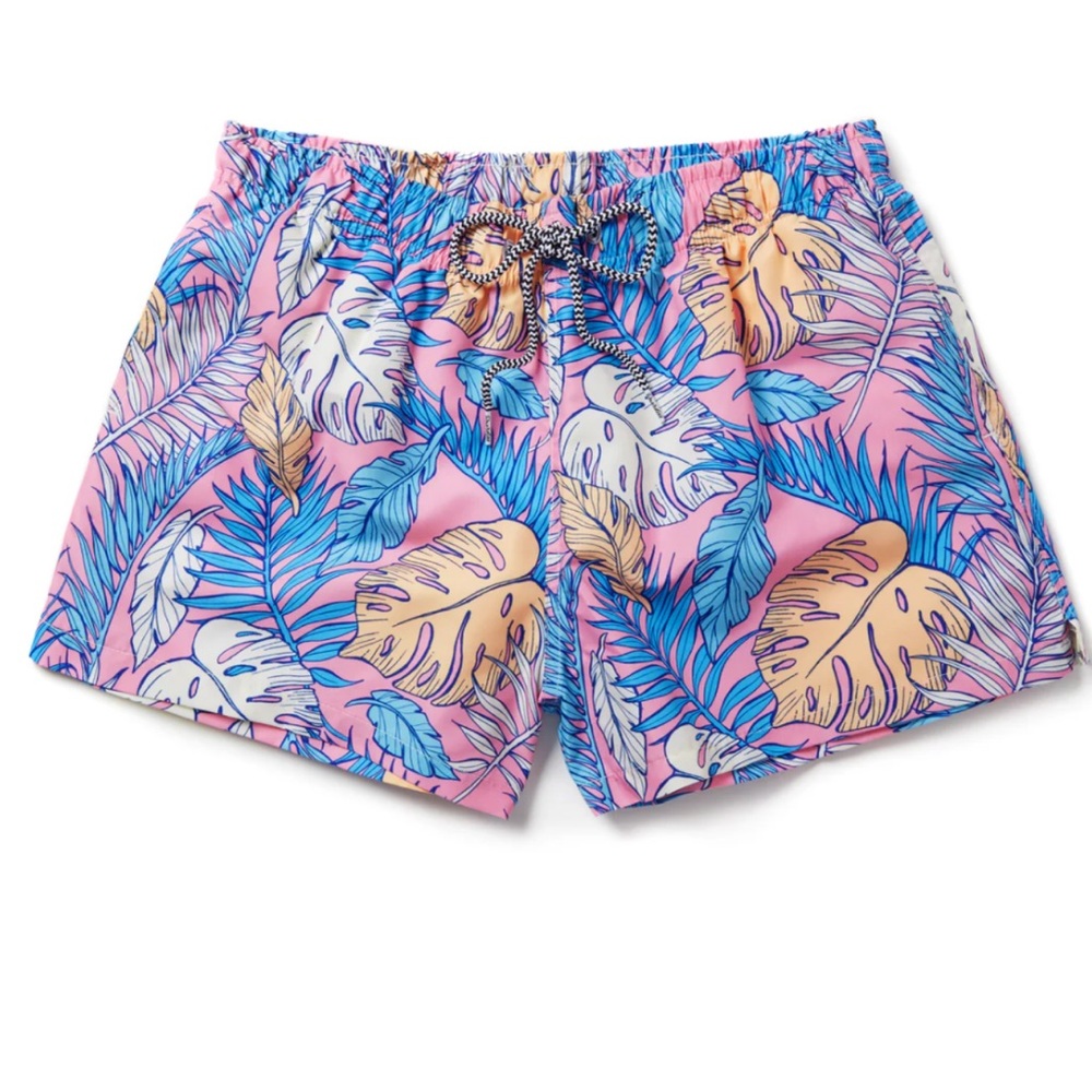 BOARDIES Palmtopia Pink Palm Athletic Swim Printed Shorts Large NEW